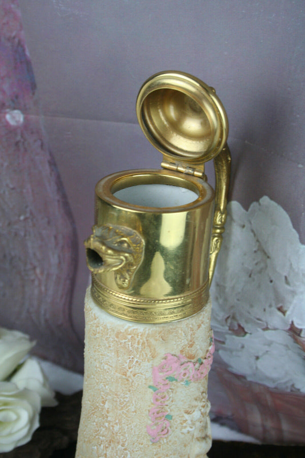 Vintage french Majolica faience Pitcher Tableware putti cherub dragon gothic