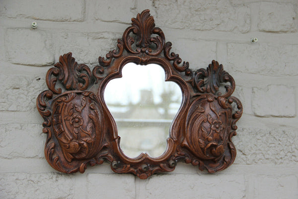 Vintage French Resin wood carved black forest look Kitchen Mirror towel rack