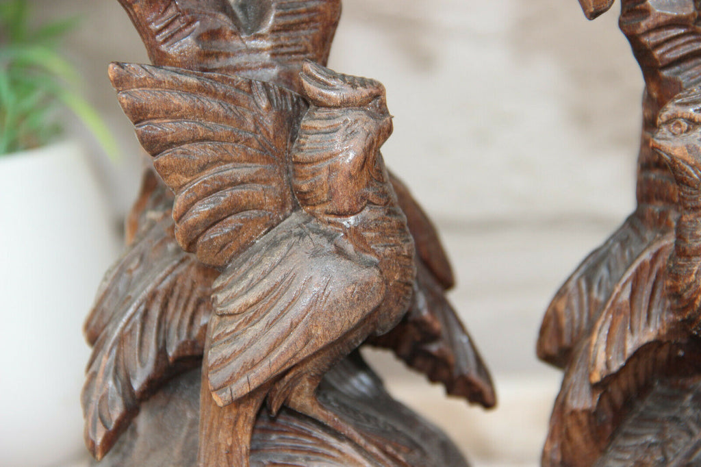 Antique German Black forest Candle holder Bird figurine wood carved