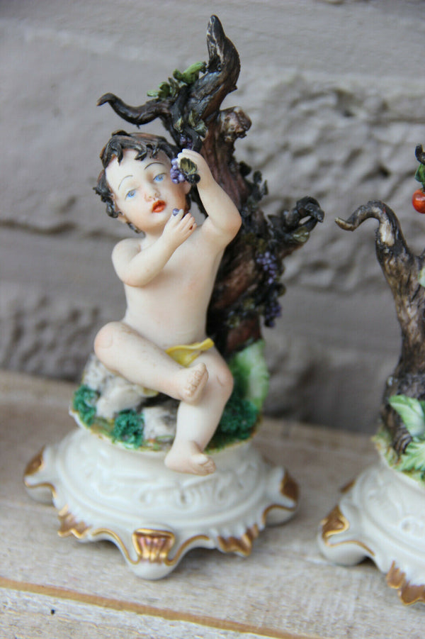 Italian set 4 capodimonte marked season cherub angel figurines