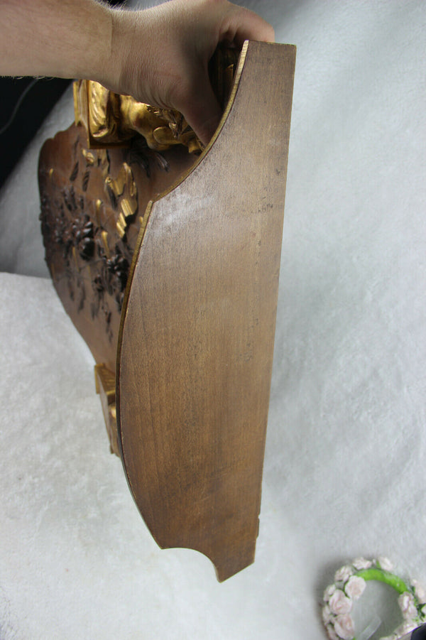 XL Antique French wood carved Caryatid figurine wall console plaque relief rare