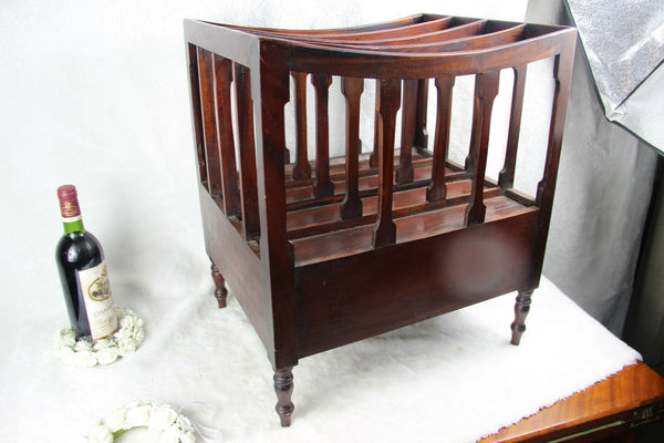 English Canterbury wood carved Magazine rack with drawers