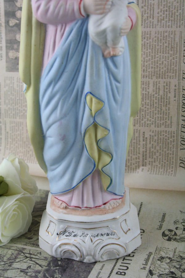 French Biscuit Porcelain Holy Saint Notre Dame de bonsecours statue religious