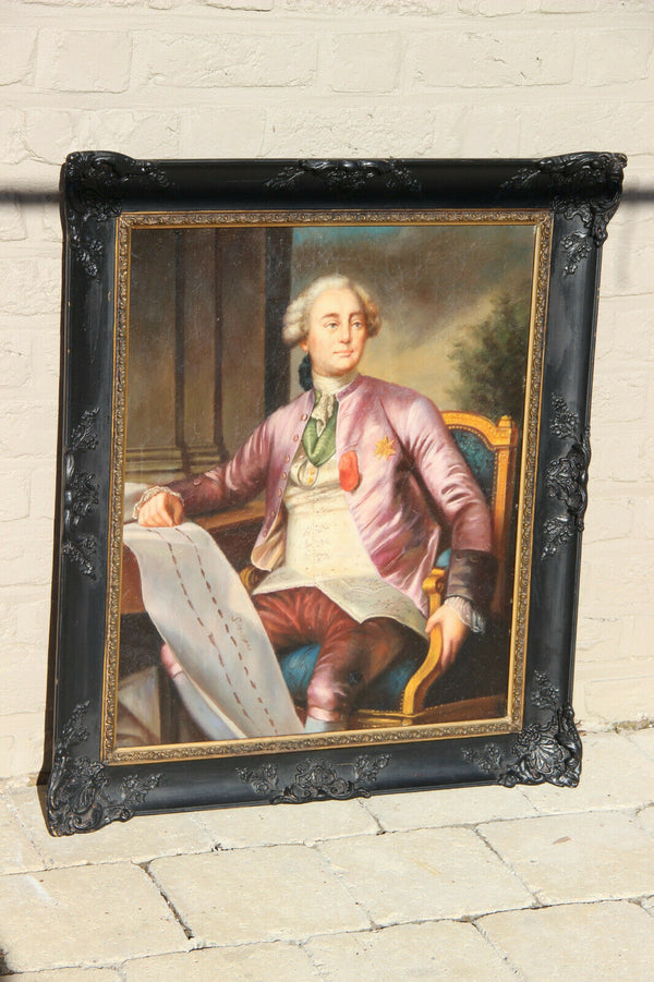 Antique 19th French oil panel painting portrait noble officer man rare top