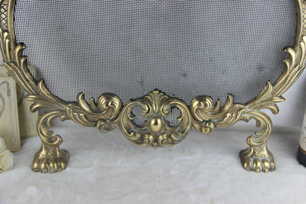 Gorgeous Gothic Dragon griffin castle French 1960 Fireplace screen brass
