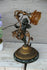 Antique French spelter marble base amber tulip shade angel putti lamp