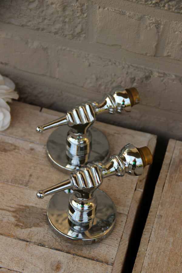 PAIR Mid century 1970 Chrome hand wall lights sconces attr maison jansen paris