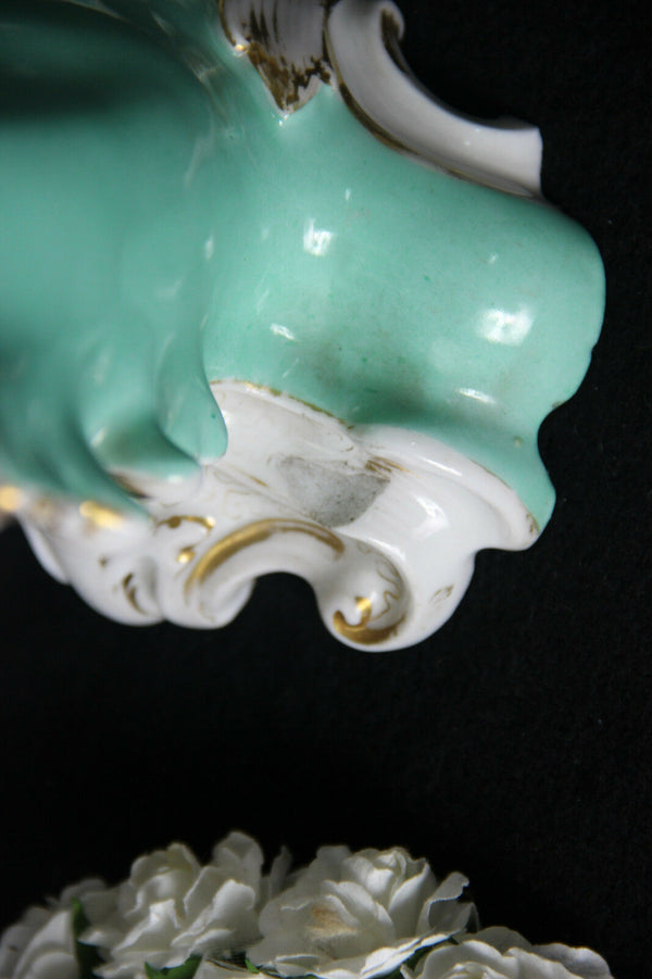 PAIR antique vieux paris porcelain Vases floral hand paint