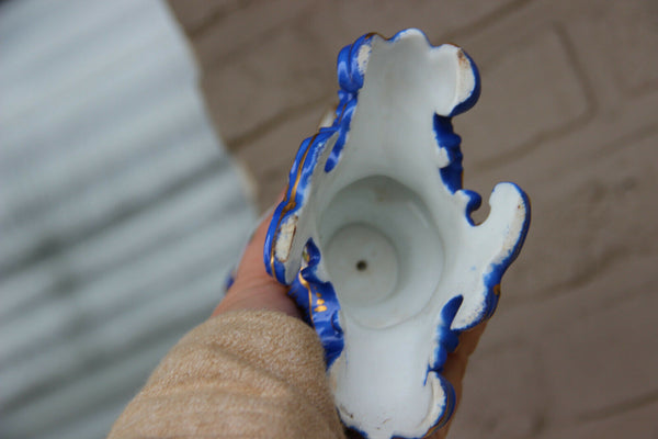 PAIR antique French vieux paris porcelain hand paint romantic victorian scene