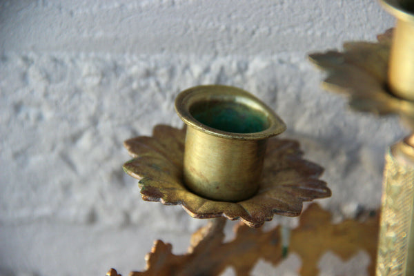 PAIR antique neo gothic dragon Church religious Wall candle holders brass n1