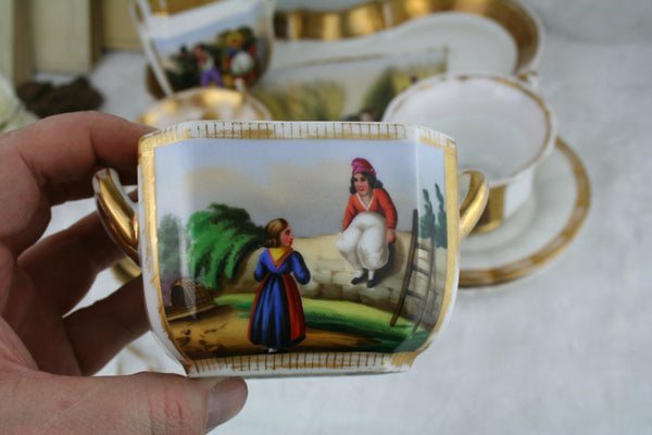 1880 Antique French paris porcelain tea coffee set hand paint