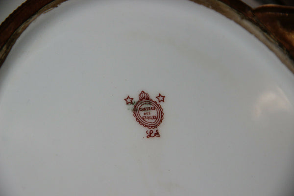 Antique French Centerpiece bowl tray in Sevres porcelain victorian bronze frame