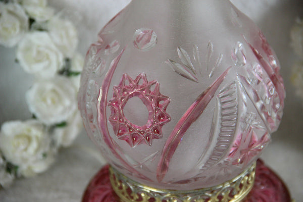 Gorgeous Bohemian Czech pink clear crystal glass cut Table desk lamp pendants