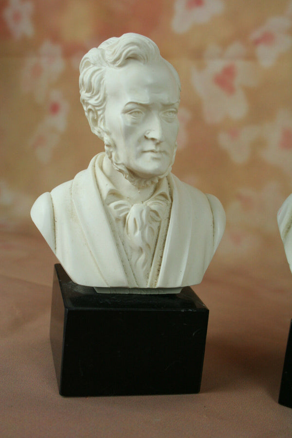 Musicians set Alabaster Resin Busts marble base bach Wagner, Liszt,Straus