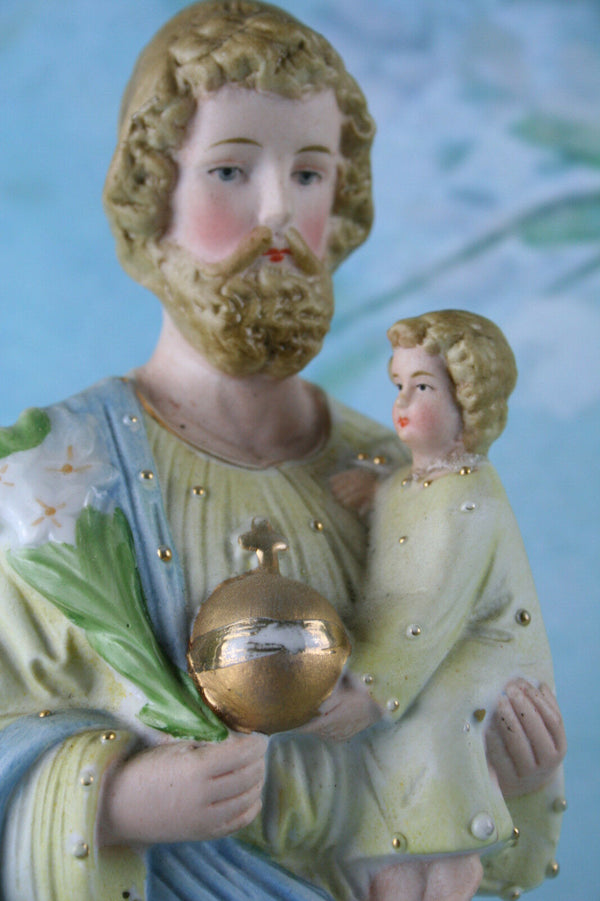 French biscuit figurine Holy Jesus christ with child
