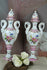 Exclusive PAIR French porcelain vases Swan handles marked floral pink limoges