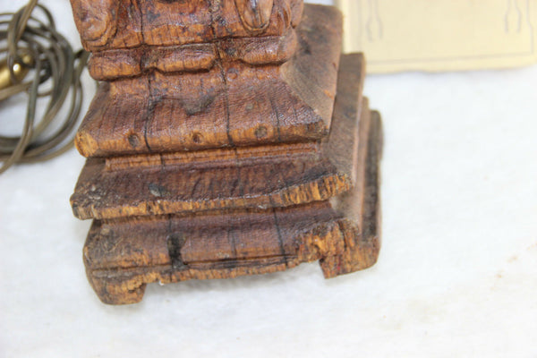 Rare 1880 Antique French Table lamp wood carved gargoyle dragon gothic castle