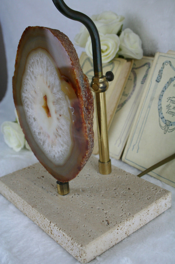 Modernist AGATE travertine Table lamp attr. Willy Daro mid-century 1970