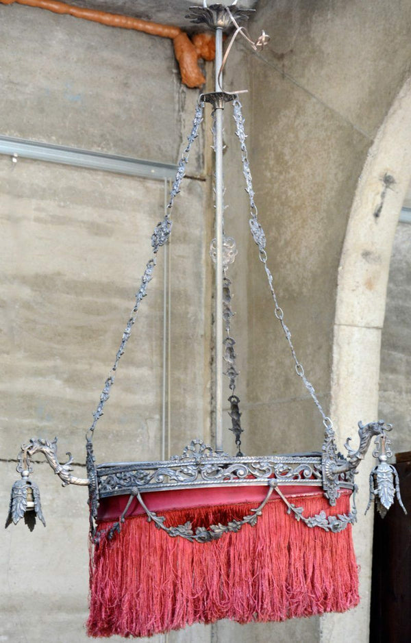 Rare French Antique Gothic devil dragons satyr heads chandelier castle