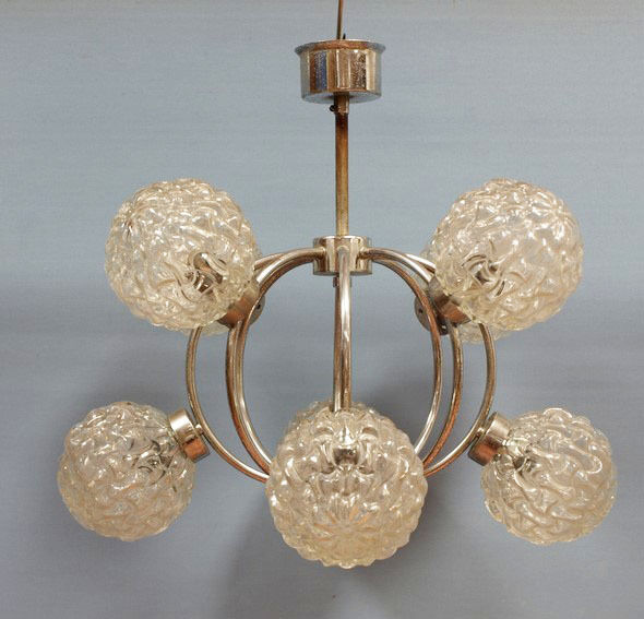 Mid century Retro 8 Glass globes Atomic sputnik chandelier lamp