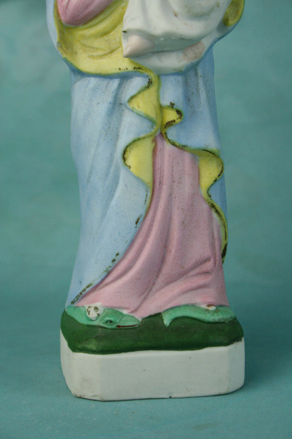 French Holy Saint Madonna Immaculate conception snake figurine biscuit