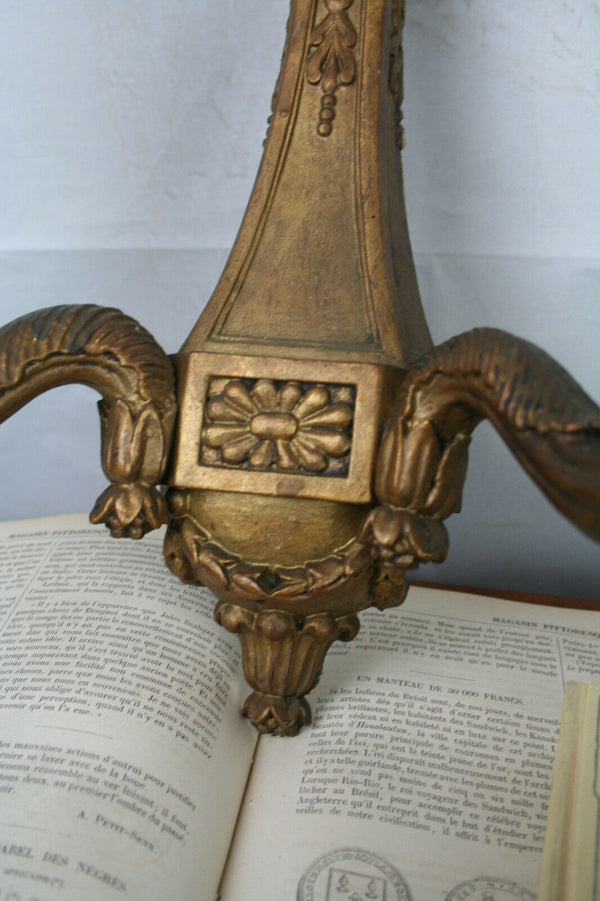PAIR exclusive French wood carved Wall sconces lights 1900