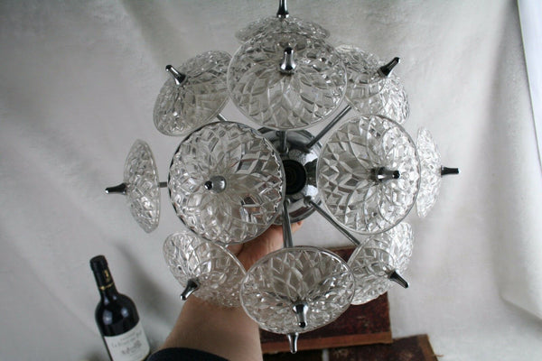 VAL SAINT LAMBERT SPUTNIK crystal discs sconce wall lamp vintage 1960's Belgium