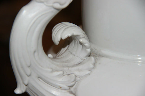 Antique White KPM Berlin white porcelain Dragon Griffon castle gothic Vase mark