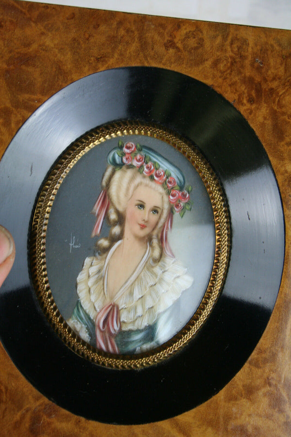 PAIR Miniature portraits Napoleon II Victorian high society woman painting