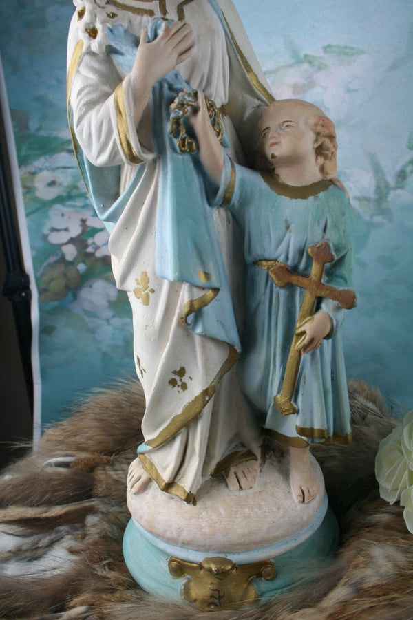 French Biscuit Porcelain Holy Joseph Child statue church religious