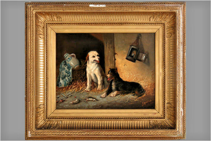 Topwork Vincent de VOS Belgian listed artist oil panel dogs mice animals