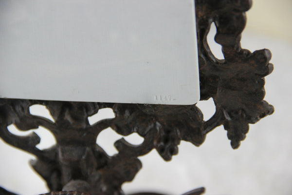 Rare Antique Porcelain Lithophane in empire Cast iron stand bird candle 1920's