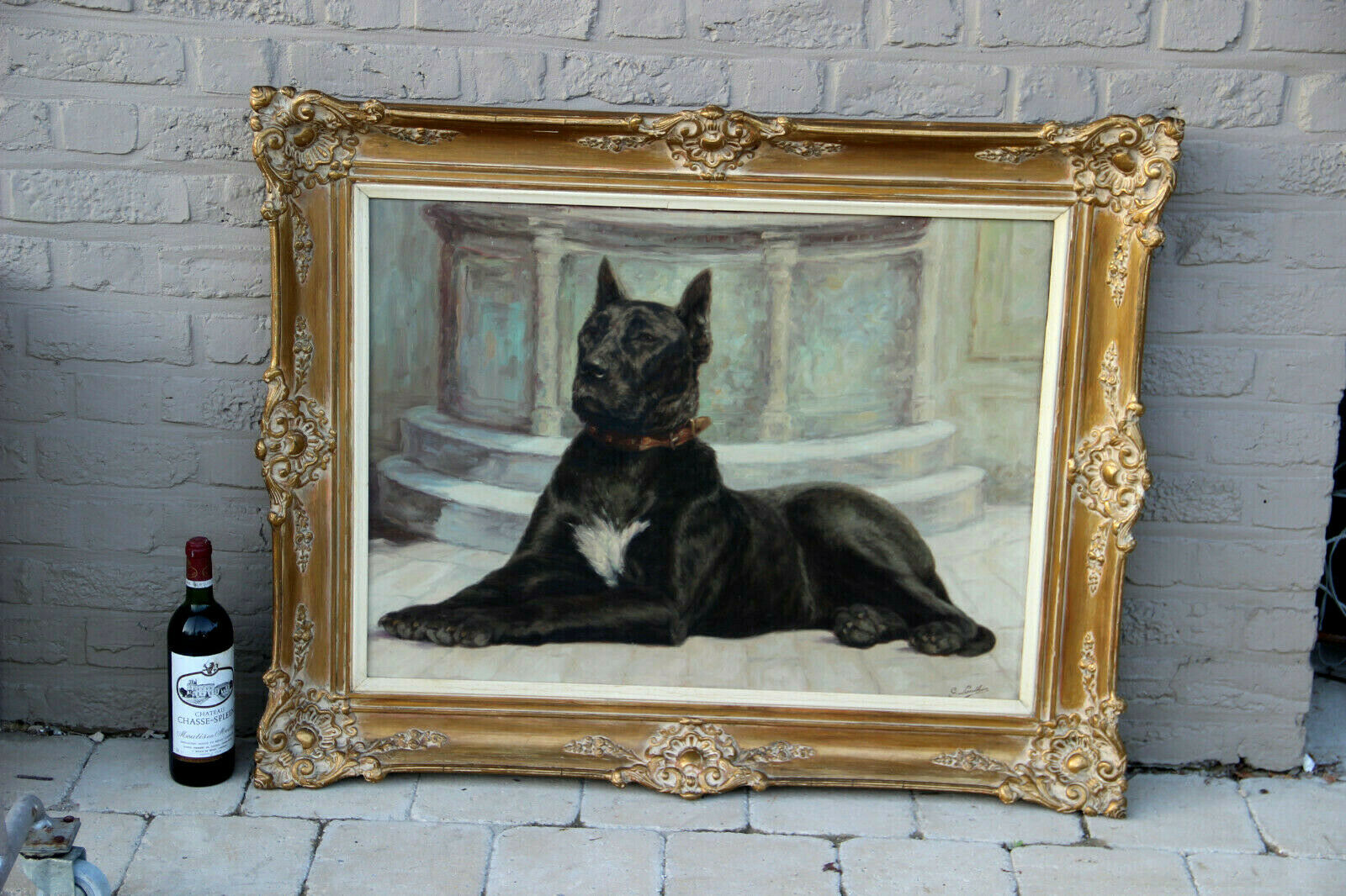 Gorgeous XXL Belgian Georges LANTHIN oil canvas danish dog painting animal