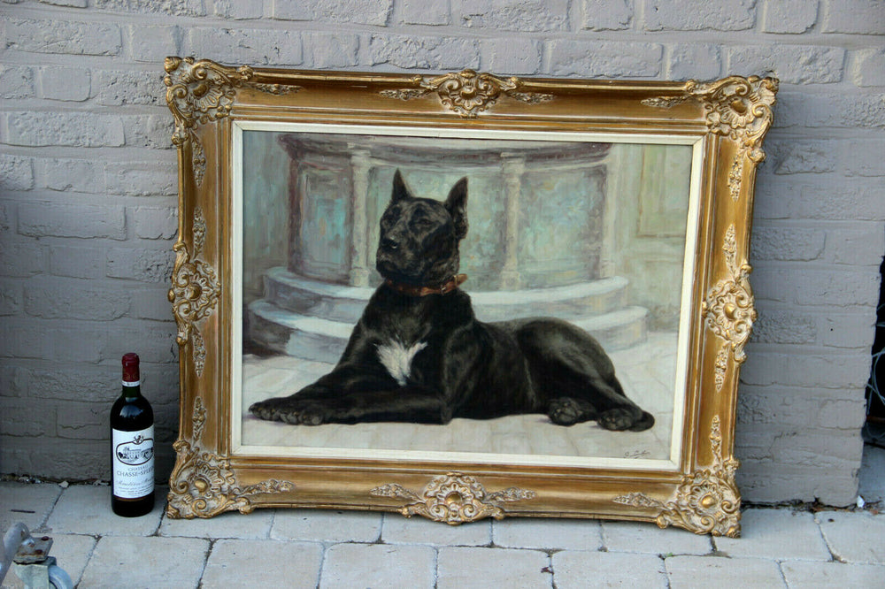 Gorgeous XXL Belgian Georges LANTHIN oil canvas danish dog painting animal