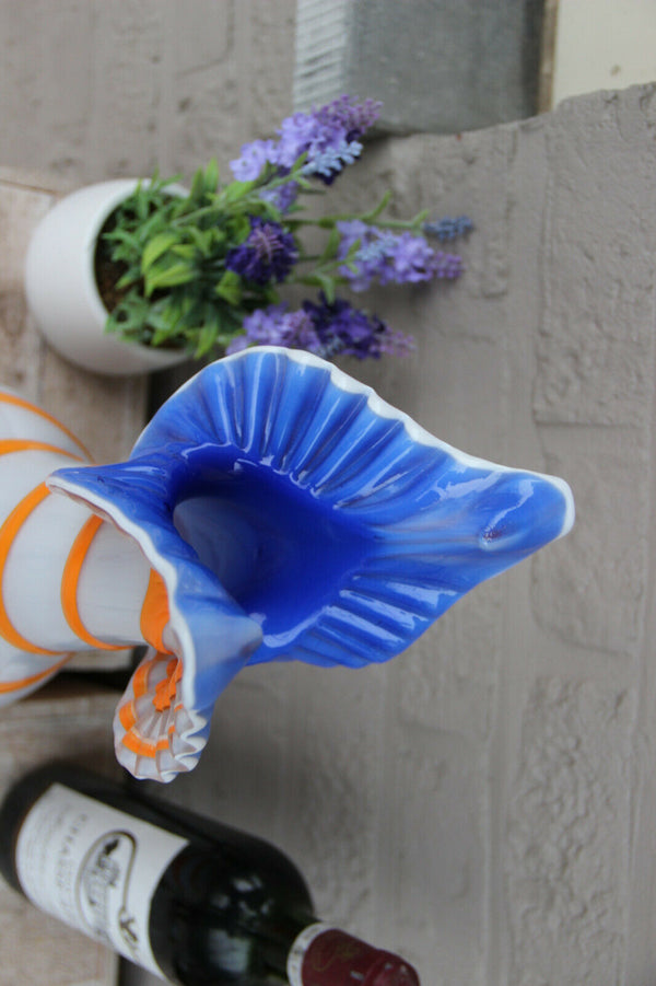 Retro Hand blown Art Glass Murano Vase 1970 Swirl rare shape