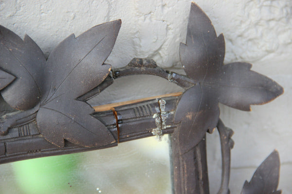 German black forest wood carved leaf wall mirror