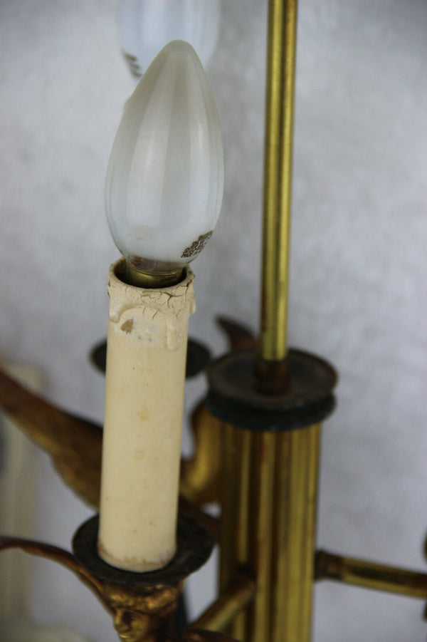 Antique French Napoleon III Bouillotte Table lamp caryatids Mermaids figurine