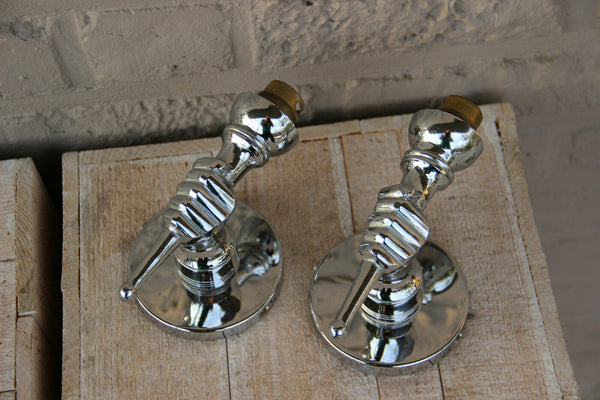 PAIR Mid century 1970 Chrome hand wall lights sconces attr maison jansen paris