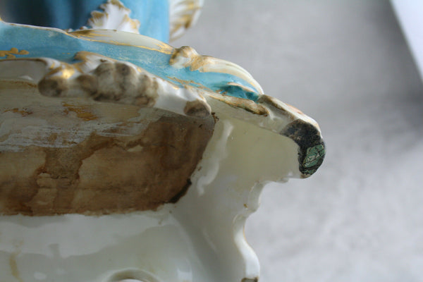 1880 Antique French PAIR Cornucopia horn dragon chimaera paris porcelain statue