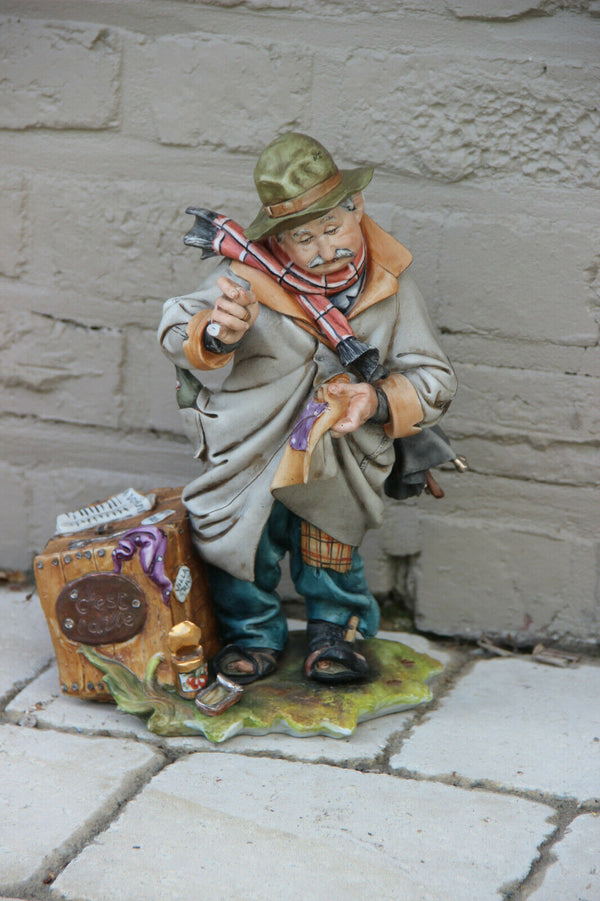 Large Italian capodimonte porcelain statue figurine  man signed Bruno Tyche