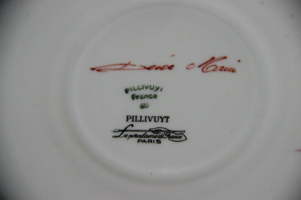 French vintage Pillivuyt Porcelain Centerpiece bonbonniere box bowl on plate