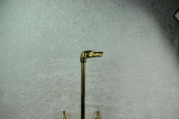 Vintage French Brass metal Dog whippet head umbrella stand holder 1970