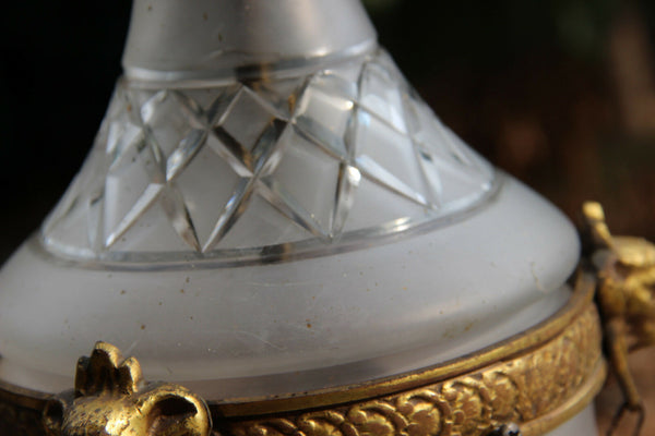 Antique Belgian VAL SAINT LAMBERT crystal clear glass pendant lantern chandelier