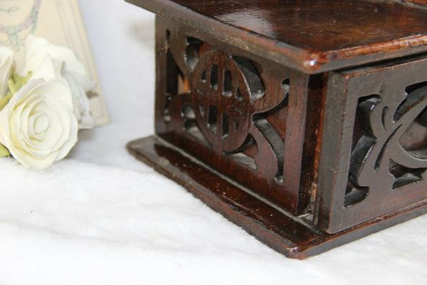 Art nouveau jugendstil German black forest wood carved vanity dresser mirror