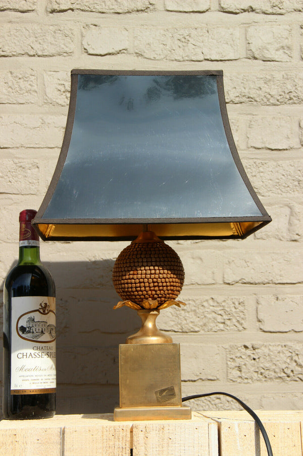 Mid Century French 1970 Egg Floral table lamp attr. maison jansen