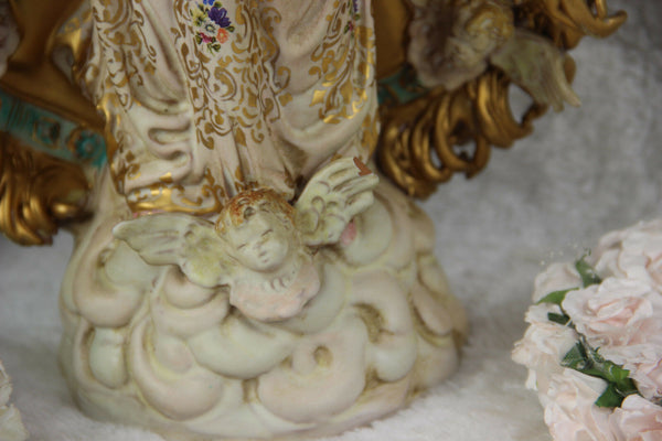 Large PAttarino School Madonna jesus putti angels statue terracotta italian 60s