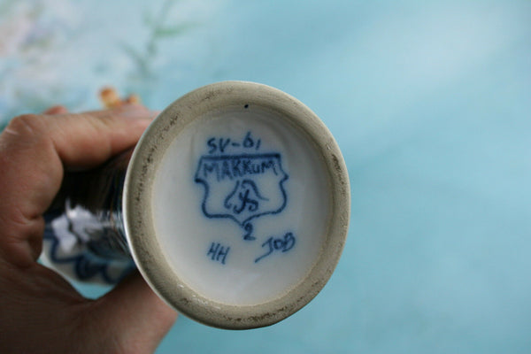 MAKKUM TICHELAAR Delft Pottery Polychrome Garniture set of vases