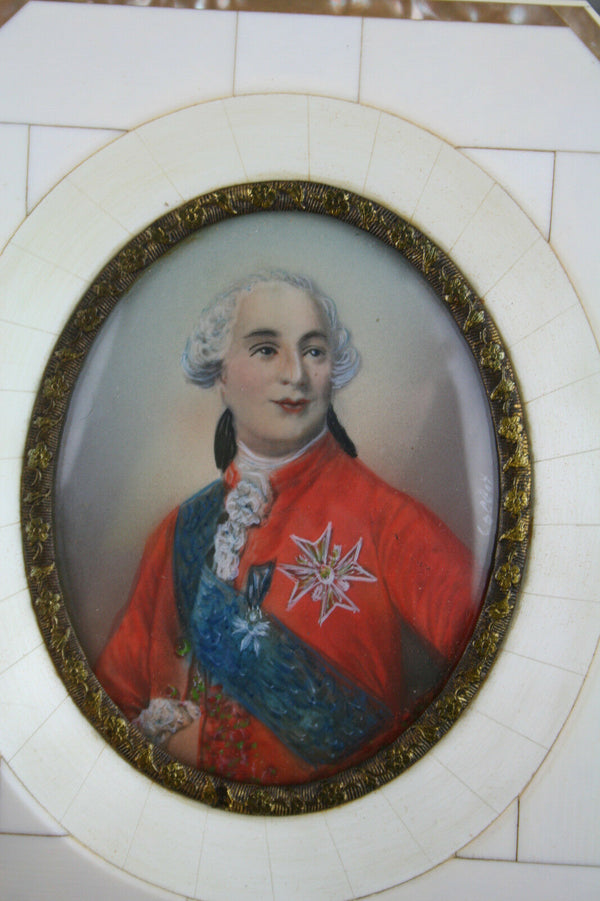Military Officer Soldier miniature painting portrait signed aristocratic french