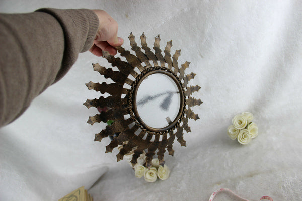 Mid century Retro Metal leaves Sunburst wall lamp sconce 1970's