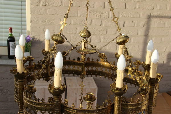 Majestical Antique French Church religious neo gothic chandelier lamps  candles